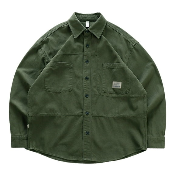 Afdoent Men's Casual Shirts Male Loose Fit Casual Work Jacket With A Shirt Style Design Long Sleeve For Spring Autumn Wear Beach Vacation Shirt