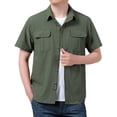 thumbnail image 1 of Afdoent Men's Casual Shirts Male Short Sleeve Shirt Casual Loose Solid Color Workwear Summer Shirt Classic Fit, 1 of 9