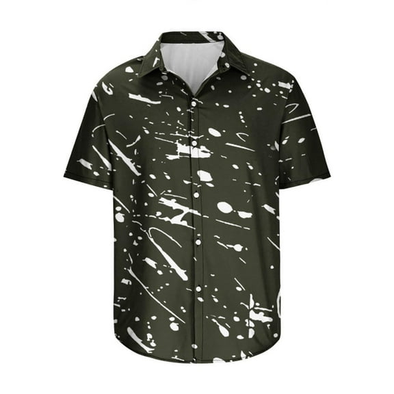 Afdoent Men's Casual Shirts Male Short Sleeve Tropical Button Down Shirts Summer Beach Shirt Classic Fit