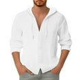 thumbnail image 1 of Afdoent Men's Casual Shirts Male Spring Button Hooded Long Sleeve Jacket Cardigan Jacquard Solid Color Shirt Beach Vacation Shirt, 1 of 3