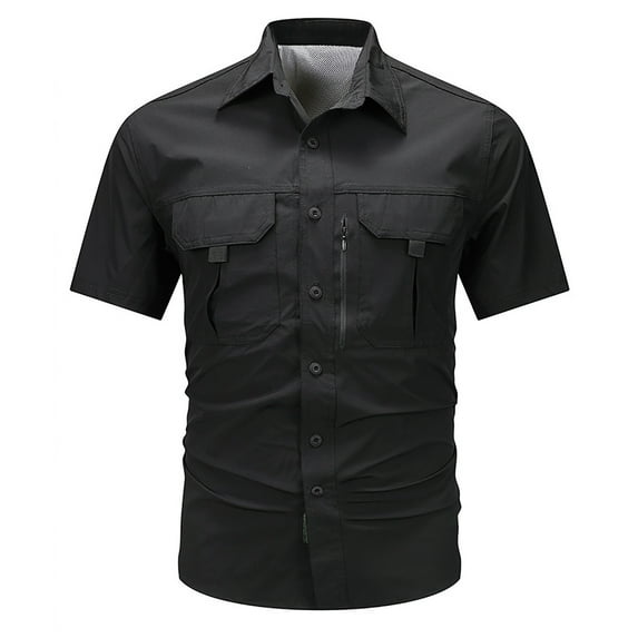 Afdoent Men's Casual Shirts Male Summer Solid Color Outdoor Casual Style With Pocket Thin Short Sleeve Shirt Vacation Summer Beach Shirts