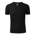 thumbnail image 1 of Afdoent Men's Casual Shirts Male Summer Sports Fitness And Leisure Vertical Stripe Elastic Vertical Stripe V Neck Short Sleeve Shirt Classic Fit Summer Tops, 1 of 4
