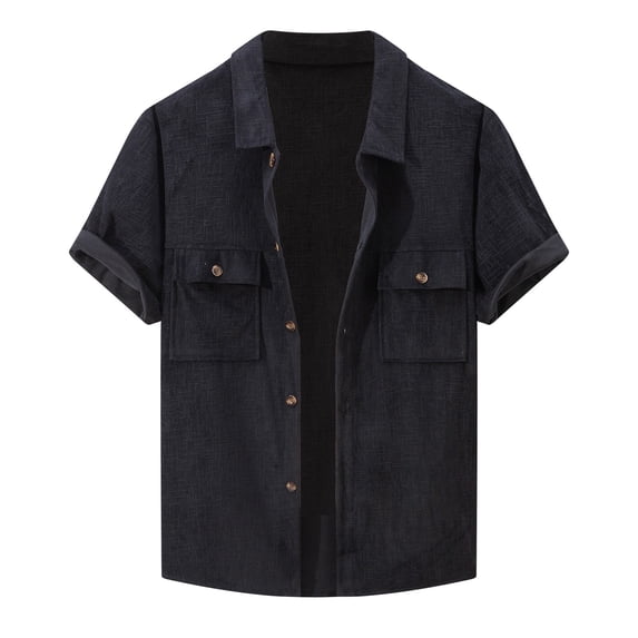 Afdoent Men's Casual Shirts Summer Male New Casual Corduroy Jacquard Cardigan Short Sleeve Shirt Vacation Summer Beach Shirts
