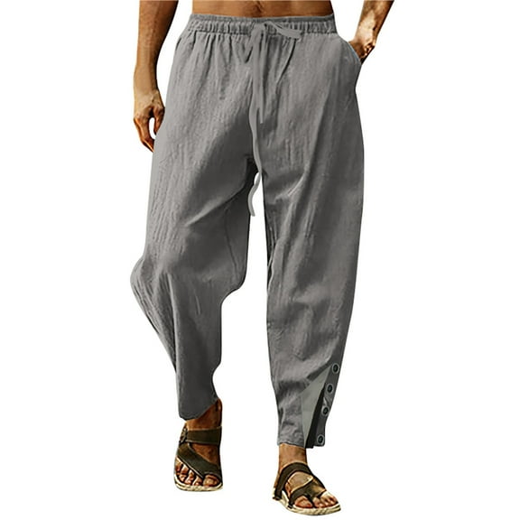 Afdoent Men's Classic Trousers Male Fashion Casual Solid Color Breathable Pocket Elastic Pants Relaxed Fit