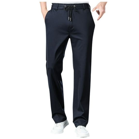 Afdoent Men's Classic Trousers Male Fashion Thin Solid Color Casual Elastic Sweatpants Relaxed Fit