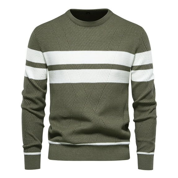 Afdoent Men's Crewneck Pullover Sweater Autumn Color Block Comfort Stylish Men Sweater Casual Outdoor Long Sleeve Sweater For Men