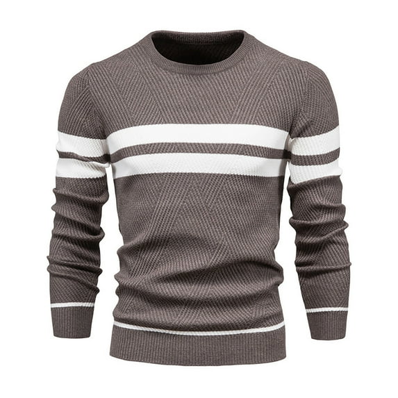 Afdoent Men's Crewneck Pullover Sweater Autumn Color Block Comfort Stylish Men Sweater Casual Outdoor Long Sleeve Sweater For Men