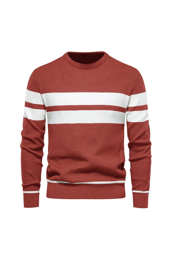 Men's Crewneck Pullover Sweater Autumn Color Block Comfort Stylish Men Sweater Fashion Outdoor Long Sleeve Sweater For Men