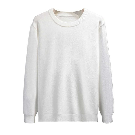 Afdoent Men's Crewneck Sweater Winter Long Sleeve Solid Color Casual Business Pullover Knit Top Sweater For Men
