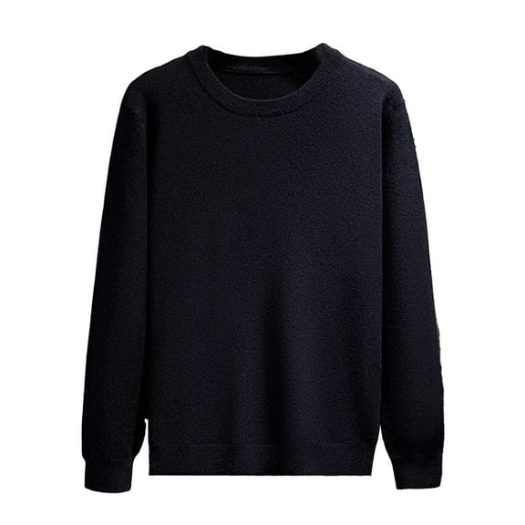 Afdoent Men's Crewneck Sweater Winter Long Sleeve Solid Color Casual Business Pullover Knit Top Sweater For Men