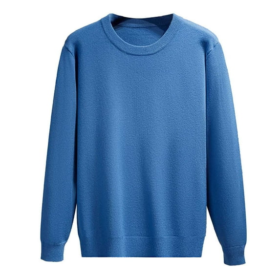 Afdoent Men's Crewneck Sweater Winter Long Sleeve Solid Color Fashion Business Pullover Knit Top Sweater For Men