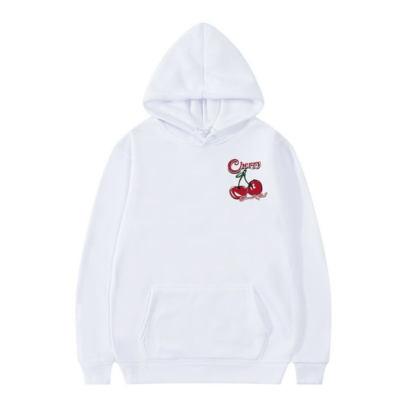 Afdoent Men's Fashion Hoodie Cherry Pattern Pullover Long Sleeve Drawstring Casual Hoodie Sweatshirt Fall Outwear Winter Hooded