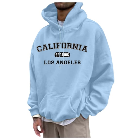 Afdoent Men's Fashion Hoodie Men's Casual Sports Plus Size Chest Letter Printed Hooded Long Sleeve Hooded Top Winter Warm Pullover