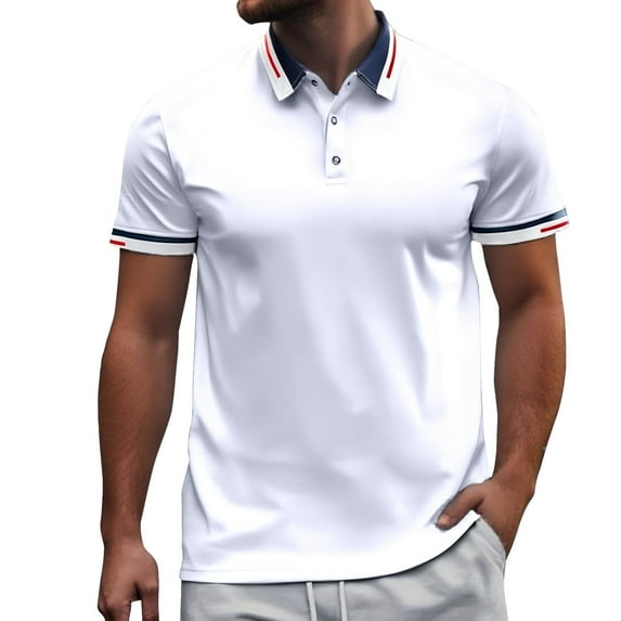 Afdoent Men's Golf Shirt Lapel Button Open Collar Male Casual Loose Comfortable Trendy Business Short Sleeve Shirt Classic