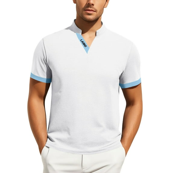 Afdoent Men's Golf Shirt Male Summer Sports Casual Style Short Sleeve Color Block Shirt Classic