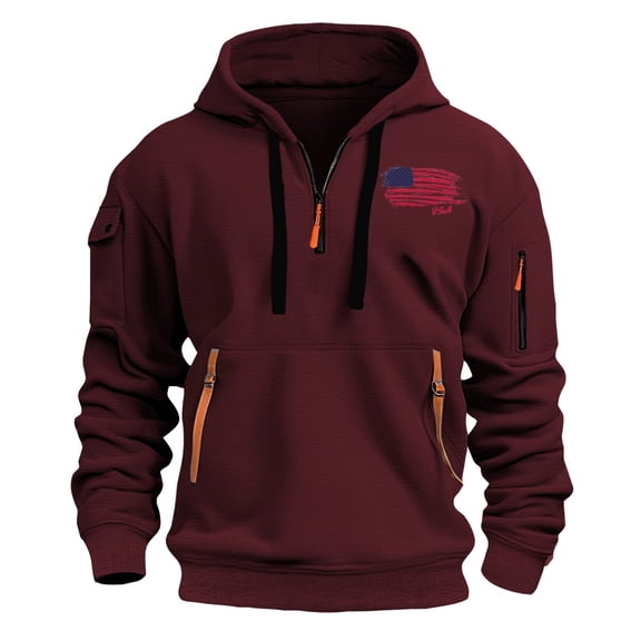 Afdoent Men's Hoodies Pullover Men's Oversize Winter Thick Casual Sweatshirt Hop Outdoor Long Sleeve Pullover With Pockets Drawstring 2025 Winter Retro Streetwear