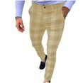 thumbnail image 1 of Afdoent Men's Pants Male Casual Plaid Print Pencil Pants Zipper Elastic Waist Pants Trousers Fashion, 1 of 6