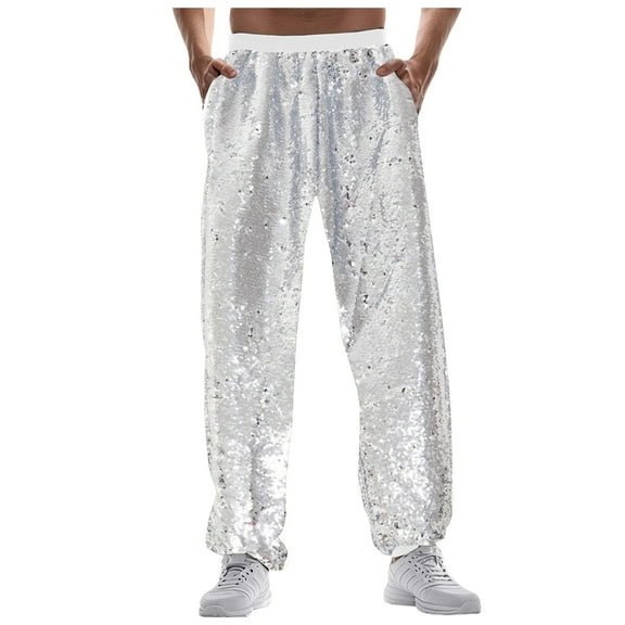 Afdoent Men's Pants Men Carnival Featured Glitter Casual Legged Pants Fashionable Business Comfortable Loose Pants Streetwear