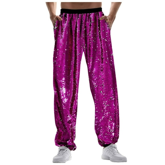 Afdoent Men's Pants Men Carnival Featured Glitter Casual Legged Pants Fashionable Business Comfortable Loose Pants Streetwear