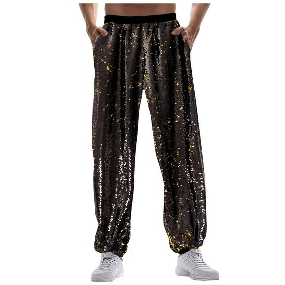 Afdoent Men's Pants Men Carnival Featured Glitter Casual Legged Pants Fashionable Business Comfortable Loose Pants Trousers For Men