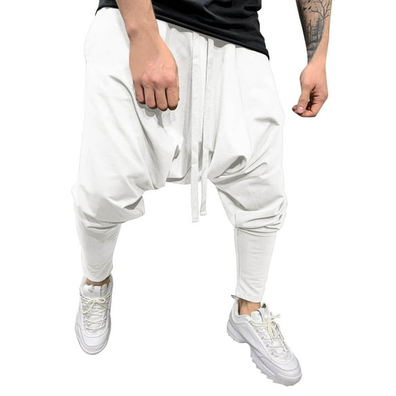 Afdoent Men's Pants Mens Hop Trend Loose Solid Color Street Sports Casual Harlan Cropped Trousers Comfortable