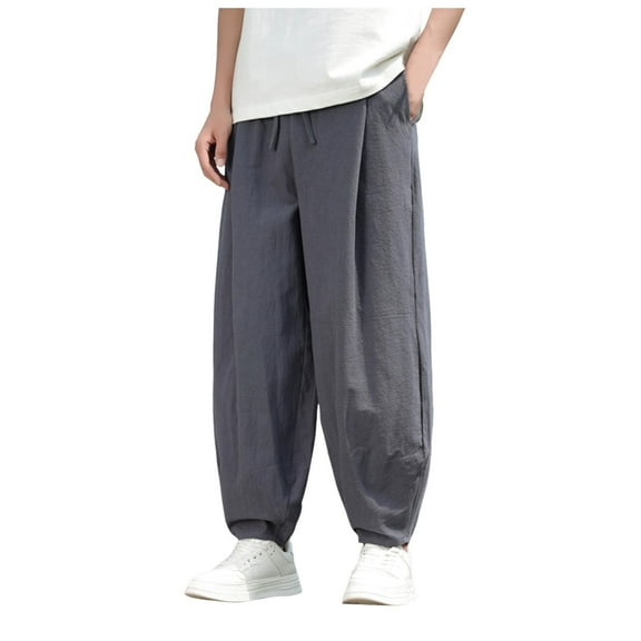 Afdoent Men's Pants Mens Solid Color Sweatpants Casual Harem Pants Sportswear Trousers With Pockets Trousers For Men