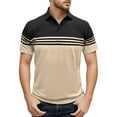 thumbnail image 1 of Afdoent Men's Polo Shirt Male Spring Summer Fashion Casual Short Sleeve Striped Shirt Lapel Shirt Color Matching Top Comfortable, 1 of 7