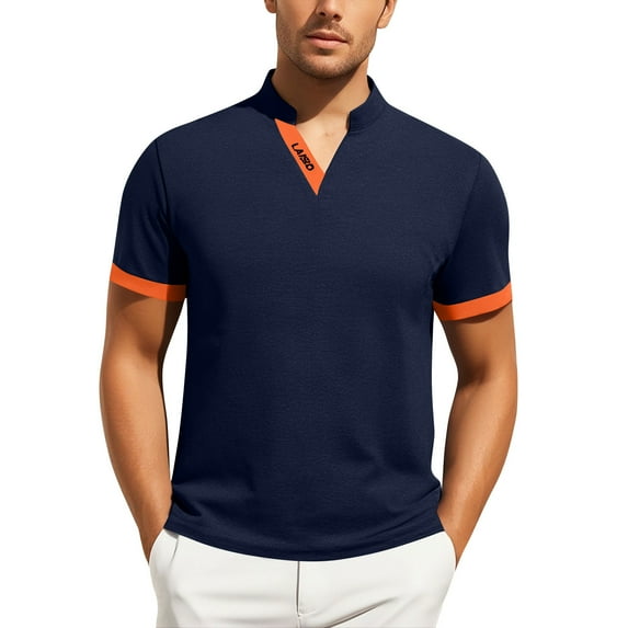 Afdoent Men's Polo Shirt Male Summer Sports Casual Style Short Sleeve Color Block Shirt Comfortable