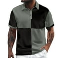 thumbnail image 1 of Afdoent Men's Polo Shirts Color Block Square Male Leisure Loose Comfortable Trendy Business Lapel Button Lapel Short Sleeve Shirt Casual Bussiness, 1 of 5
