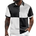thumbnail image 1 of Afdoent Men's Polo Shirts Color Block Square Male Leisure Loose Comfortable Trendy Business Lapel Button Lapel Short Sleeve Shirt Casual Bussiness, 1 of 5