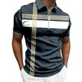 thumbnail image 1 of Afdoent Men's Polo Shirts Male Leisure Fashion Striped Color Block Short Sleeve Shirt Top Casual Bussiness, 1 of 4