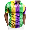 thumbnail image 1 of Afdoent Men's Polo Shirts Male Raglan Sleeve Button Lapel Print Festive Celebration Top Breathable, 1 of 5