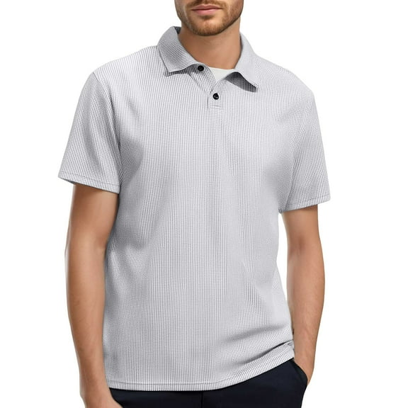 Afdoent Men's Polo Shirts Male Spring Summer Fashion Solid Color Shirt With Plaid Lapel Short Sleeve Polo Shirt Casual Bussiness