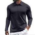 thumbnail image 1 of Afdoent Men's Polo Shirts Solid Color Lapel Button Open Neck Line Male Leisure Loose Comfortable Business Sports Long Sleeve Shirt Casual Bussiness, 1 of 5