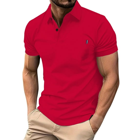 Afdoent Men's Polo Shirts Solid Color Versatile Male Leisure Loose Collar Button Open Collar Ribbed Sports Short Sleeve Shirt Breathable