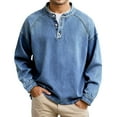 thumbnail image 1 of Afdoent Men's Polo Shirts Timeless Washed Long Sleeve Shirt For With Classic Crew Neck And Button Placket Vacation Beach Shirts, 1 of 4