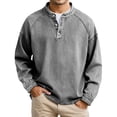 thumbnail image 1 of Afdoent Men's Polo Shirts Timeless Washed Long Sleeve Shirt For With Classic Crew Neck And Button Placket Vacation Beach Shirts, 1 of 4