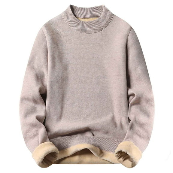 Afdoent Men's Pullover Sweater Men Autumn Winter Warm Solid Color Slim Fit Pullover Base Sweaters For Men