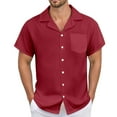 thumbnail image 1 of Afdoent Men's Shirts Male Casual Linen Shirt Relaxed Fit Cuban Collar Button Down Shirt With Pocket Breathable Summer Wear Comfortable Daily Outfit Beach Vacation Shirt, 1 of 5