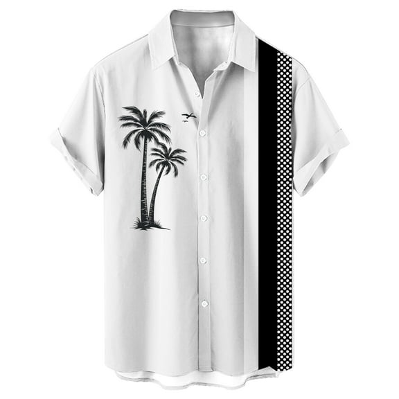 Afdoent Men's Shirts Male Casual Loose Lapel Print Short Sleeve Button Shirt Sand Beach Summer Top Vacation Summer Beach Shirts