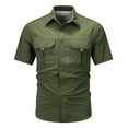 thumbnail image 1 of Afdoent Men's Shirts Male Summer Solid Color Outdoor Casual Style With Pocket Thin Short Sleeve Shirt Beach Vacation Shirt, 1 of 4