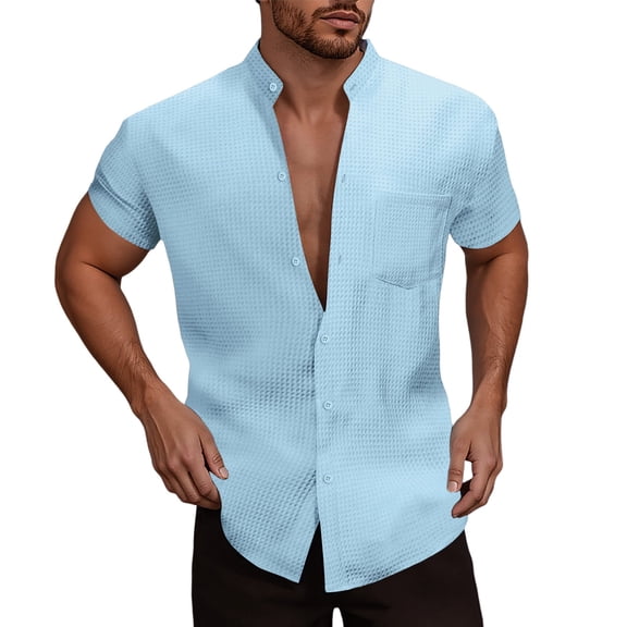 Afdoent Men's Shirts Summer Male Beach Refreshing Casual Fashion Short Sleeve Shirt Casual Hawaiian Vacation Tops Classic Fit Summer Tops