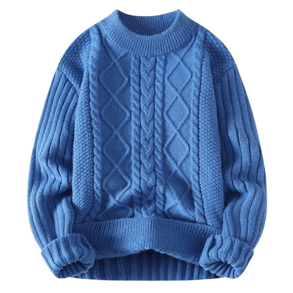 Afdoent Men's Sweater Male Fashion Casual Solid Color Simple Crew Neck Sweater Loose Fit