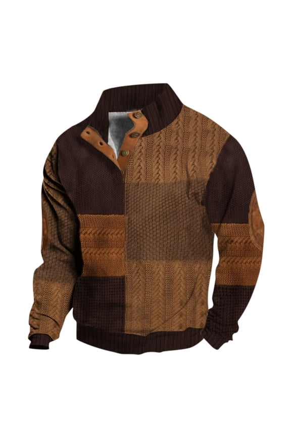 Men's Sweatshirts Men's 3D Print Autumn Winter Color Block Buckle Sweatshirt Retro Streetwear