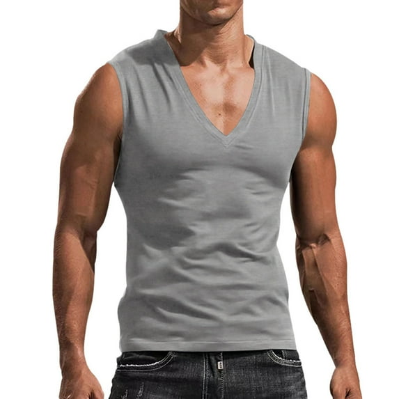 Afdoent Men's Tank Top Male V Neck Tank Top Lightweight Athletic Solid Sleeveless T Shirt Casual Streetwear