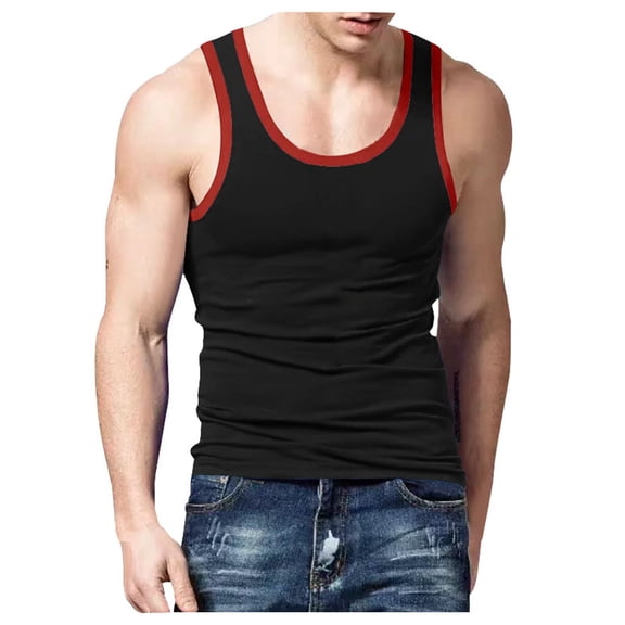 Afdoent Men's Tank Top Male Wear Slim Casual Sports Men's Summer Matching Color Undershirt Vest Casual Streetwear