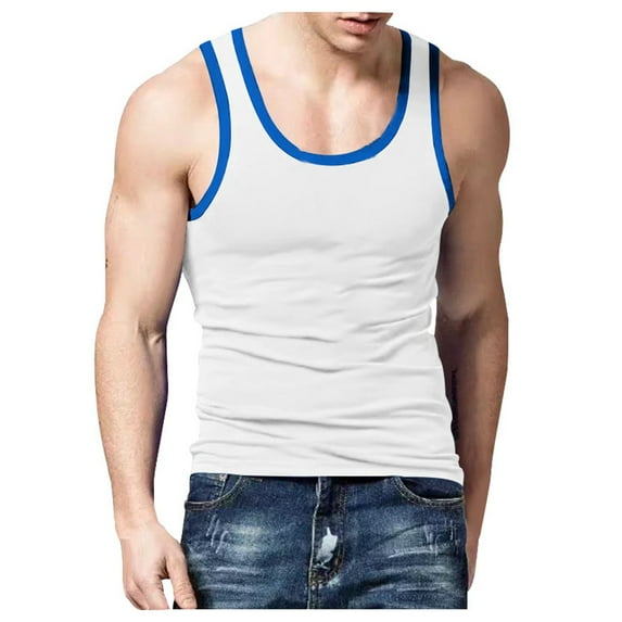 Afdoent Men's Tank Top Male Wear Slim Casual Sports Men's Summer Matching Color Undershirt Vest Casual Streetwear