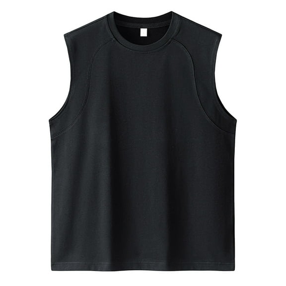 Afdoent Men's Tank Top Mens Crew Neck Solid Color Loose Sleeveless Vest Youth Fashion Casual Sports Top Comfortable