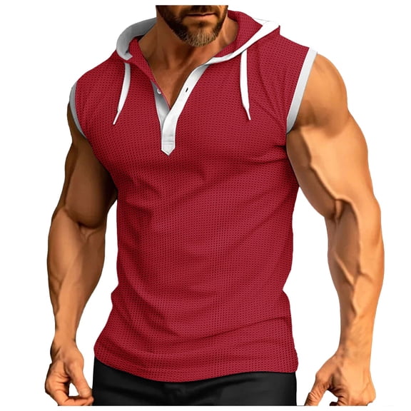 Afdoent Men's Tank Top Mens Gym Vest Training Sleeveless Vest Heavy Summer Sport Fitness Hooded Vest For Men Comfortable