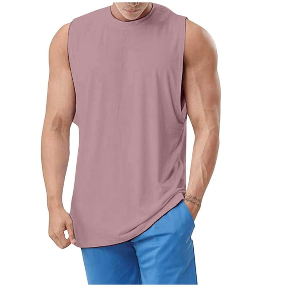 Afdoent Men's Tank Top Summer Large Split Loose Sports Fitness Vest Lengthened Hiphop Solid Lolor Sleeveless Vest Casual Streetwear